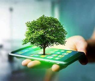 mobile phone with a tree representing sustainability